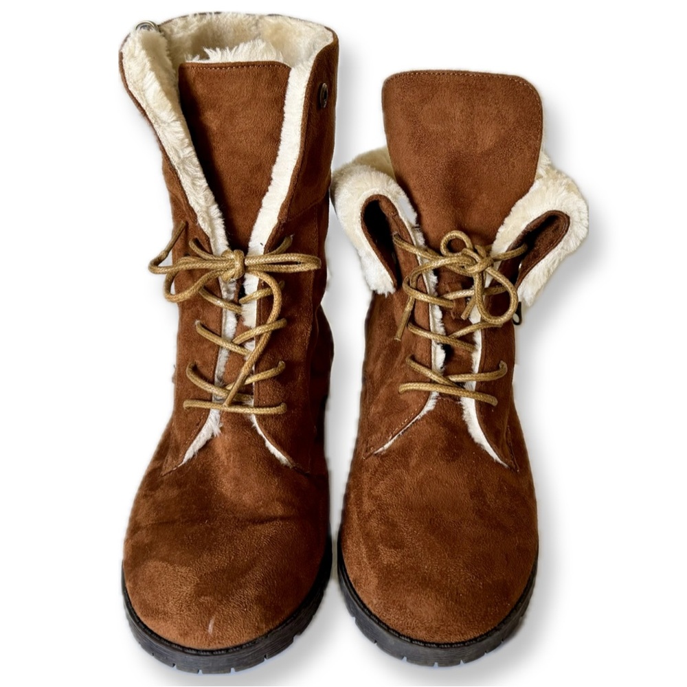 Comfortview Brown Faux Suede The Leighton Weather Boots - Picture 3 of 15